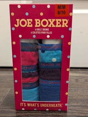 2/$35 Joe Boxer Girls' Bikini Briefs - Blue, Teal & Red Multi (6-Pack)